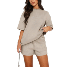 Women Cotton Short Sleeve Tracksuit Set