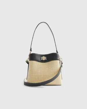 Beige Raffia Bucket Bag