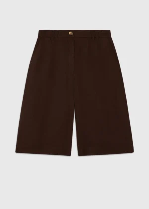 Brown Linen Bermuda Short