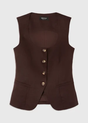 Brown Linen Waistcoat