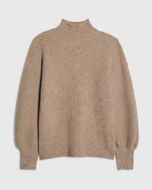 Beige Funnel Neck Oversized Jumper