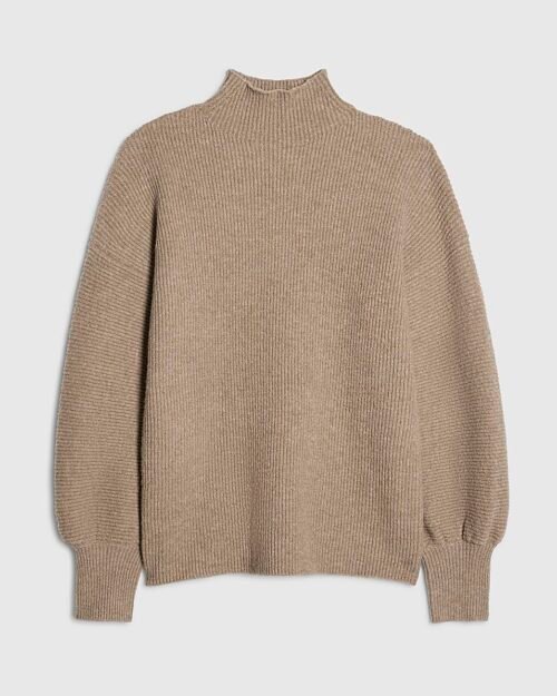 Beige Funnel Neck Oversized Jumper