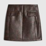Brown Faux Leather Mini Skirt