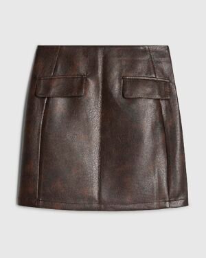 Brown Faux Leather Mini Skirt