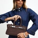 Brown Lock Front Tote Bag