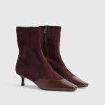 Burgundy Two Colour Stretch Sock Boots
